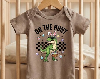 On The Hunt Dinosaur Baby Bodysuit, T-Rex Easter Egg Newborn Outfit