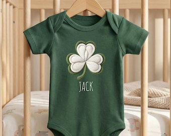 Custom St. Patrick's Day Bodysuit: Clover Irish Baby Clothing