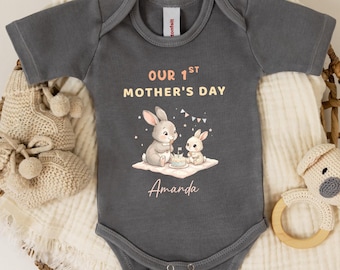 Custom First Mother's Day Gift: Cute Bunny Bodysuit For New Mom From Baby