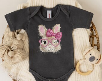 Easter Bunny Baby Girl Bodysuit: Rabbit Newborn Clothing