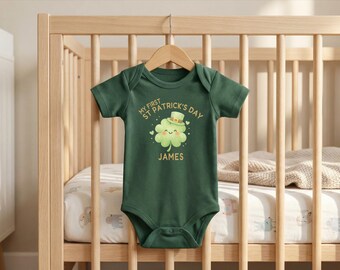 Personalized My First St. Patrick’s Day Baby Bodysuit: Custom Name Irish Outfit