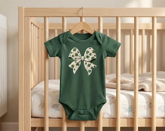 St. Patrick's Day Coquette Baby Bodysuit: Clover Irish Outfit