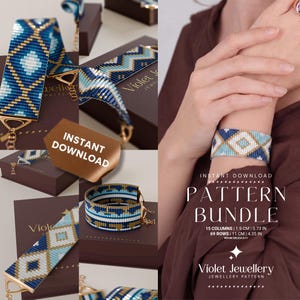 4 Loom Bracelet Patterns Bundle • Miyuki bead bracelet pattern • Digital Seed Bead Loom Beading PDF • Miyuki Delica 11/0