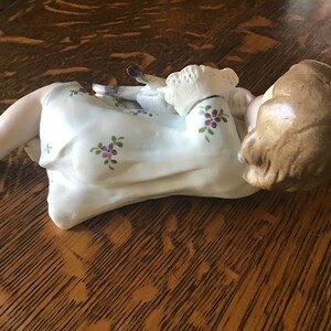 Germany Porcelain Bisque Piano Baby, Girl with Cat, Unmarked Heubach image 2