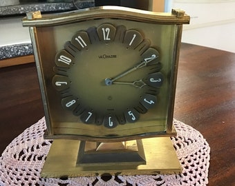 Vintage leCoultre 8 Day Art Deco Desk Clock, Swiss Clock c. 1960's