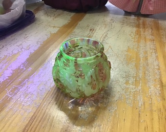 RARE Northwood Uranium and Cranberry Glass Toothpick Holder, Tiny Bowl, Master Salt, Excellent Condition