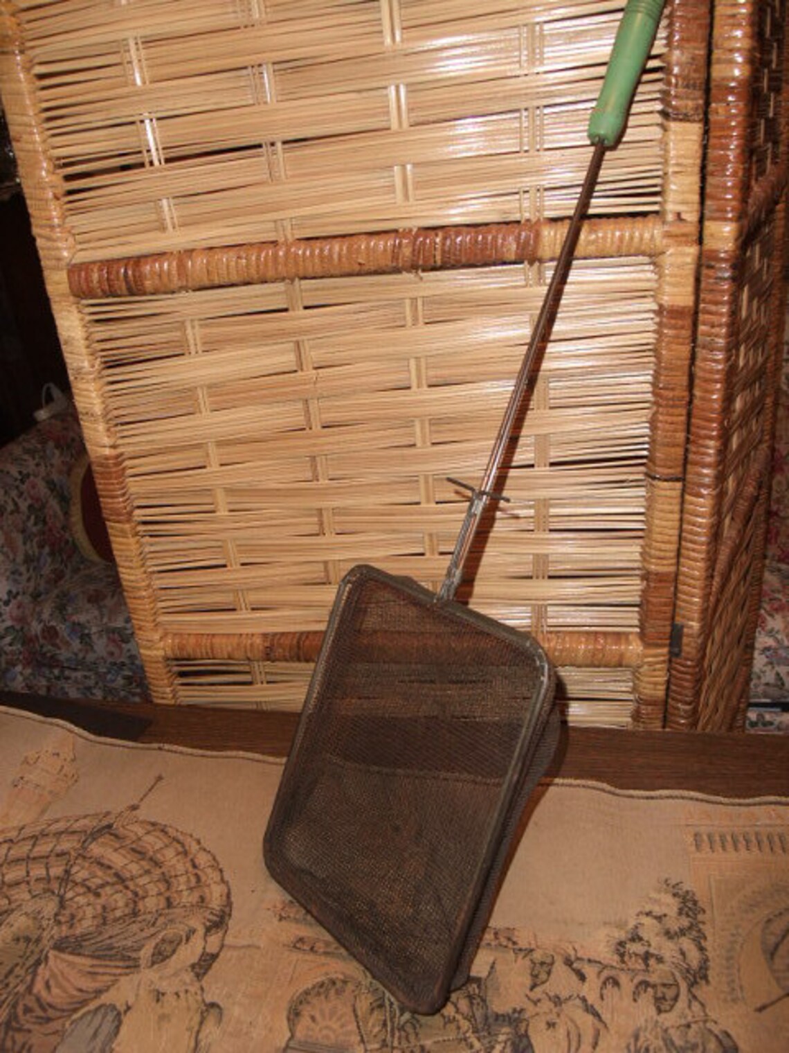 Vintage Wire Basket Popcorn Popper w Green wooden handle Metal Etsy
