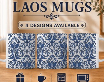 Tazas de cerámica tailandesas/laosianas – 325 ml / Cuatro diseños disponibles