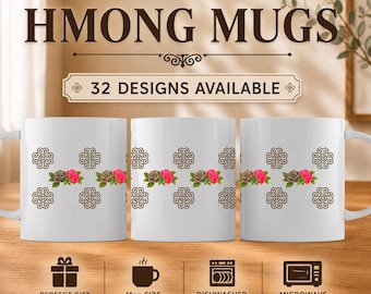Taza de cerámica Hmong – 325 ml / Varios diseños Hmong disponibles