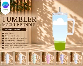 Maqueta de vaso de 40 oz / Plantilla editable de Canva / Foto de presentación del producto