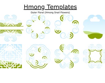 Marco digital floral Hmong / Plantilla editable de Canva / Logotipos, marcas y diseños personalizados