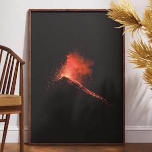 Impresión de flujo de lava del Volcán de Fuego - Foto dramática de la erupción del volcán