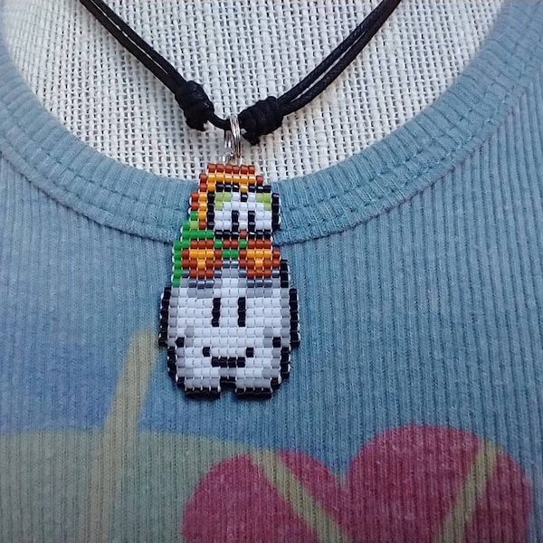 Lakitu necklace, bead pendant, pixel necklace, character sprite, gamer jewelry, retro gamer gift