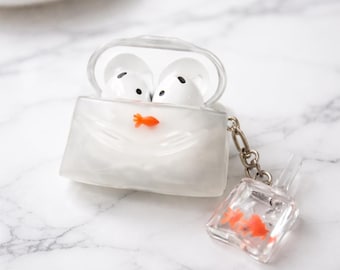 Goldfish AirPods Case, Cute Clear AirPods Cover, Aesthetic Kawaii Case, Unique Minimalist AirPods Case, AirPods Pro 2 3 Case, Cute Gift Idea