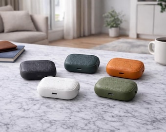 Leather AirPods Pro Case with Wireless Charging Support | Premium PU Leather & Plastic Protective Cover | Stylish Earbuds Case