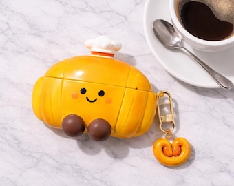 Cute Croissant AirPods Case, Funny Food AirPods Cover, Kawaii AirPods Case, Unique Gift for Her Him, AirPods Pro 2 3 Case, Cute Earbuds Case
