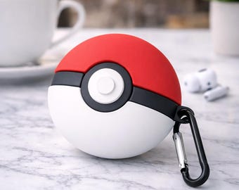 Poké Ball AirPods-hoesje | Leuke beschermhoes in Pokémon-stijl voor AirPods Pro en AirPods 3/4 | Met sleutelhanger