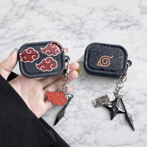 Anime Cloud AirPods-skal med nyckelring – Söt rött molndesignat skyddsfodral för AirPods 1 2 3 4 Pro Pro 2 – Present till animefans