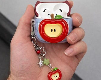 Cute Fruit AirPods Case with Charm, Kawaii AirPods Case Cover, Aesthetic AirPods Case for AirPods 1 2 3 4 Pro & Pro 2, Cute Tech Gift for He