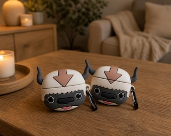 Op Appa geïnspireerd AirPods-hoesje, schattige Bison AirPods-hoes, cartoon siliconen hoesje met sleutelhanger, cadeau voor haar, AirPods Pro 2 1 2 3