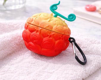 Custodia per AirPods a forma di frutto del diavolo / Custodia protettiva ispirata agli anime con portachiavi per AirPods Pro e AirPods 1/2/3/4