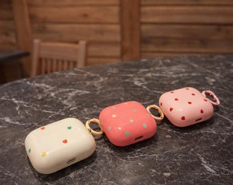 Cute Heart AirPods Case, Pink Love AirPods Cover, Aesthetic AirPods Case, AirPods 1 2 3 Pro Case, Girly Gift, Protective Silicone Case