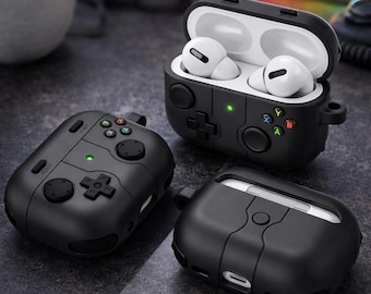 Gaming Controller AirPods Case | Silicone Protective Cover with Keychain | Gamer Gift for Men & Teens