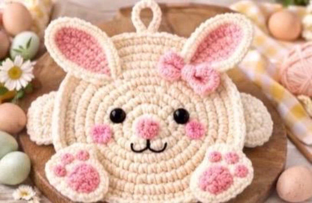 Cute Easter Bunny Trivet Crochet Pattern PDF Beginner Friendly Bunny ...