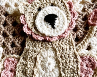 Gehaakte babydeken - Leeuw oma vierkante babydeken - handgemaakt - deken - beddengoed - pasgeboren