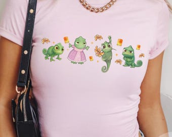 Chemise Disney Pascal Raiponce emmêlée, t-shirt bébé princesse grenouille mignonne, croptank, chemise tenue Magic Kingdom, chemise femme