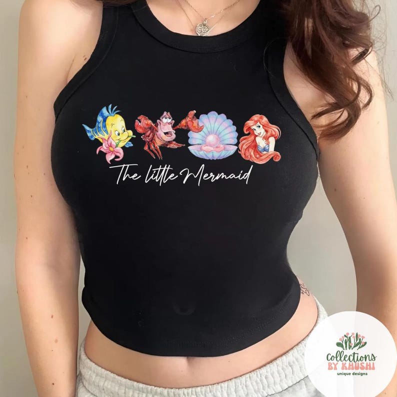 The Little Mermaid Ariel Princess Disney T-Shirt, Ariel Princess Tank Top Baby Tee Croptank, WDW Disneyland Women’s Shirt image 9
