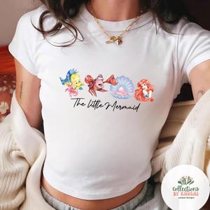 The Little Mermaid Ariel Princess Disney T-Shirt, Ariel Princess Tank Top Baby Tee Croptank, WDW Disneyland Women’s Shirt image 3