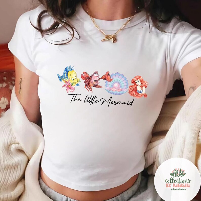 The Little Mermaid Ariel Princess Disney T-Shirt, Ariel Princess Tank Top Baby Tee Croptank, WDW Disneyland Women’s Shirt image 3
