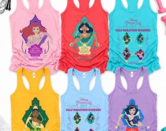 Semi-marathon Princesses Disney week-end 2027 tous les événements, débardeur défi conte de fées 5K 10K Rundisney Princess T-shirt bébé Croptank