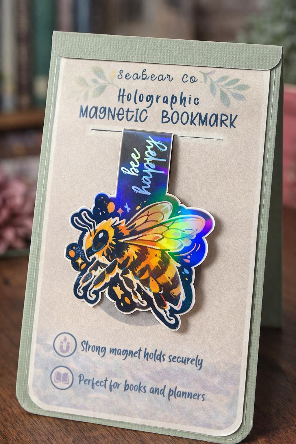 Holographic Bee Magnetic Bookmark – Cute “bee Happy” Book Marker ...