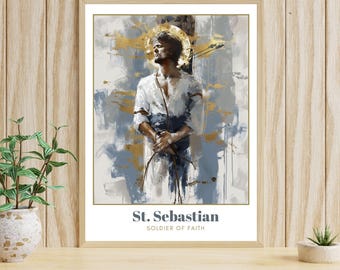 Heiliger Sebastian (Soldat des Glaubens) Druck - Moderne minimalistische katholische Kunst (Digitaler Download)