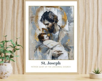 St Joseph druckbare Kunst - moderner katholischer Heiliger minimalistischer Druck (digitaler Download)