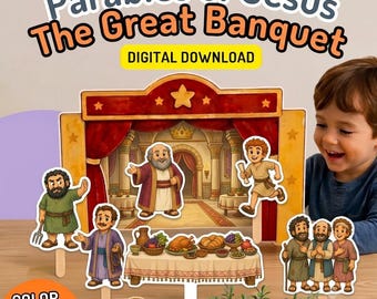 Great Banquet Puppet Show Kit, Printable Bible Story Puppets