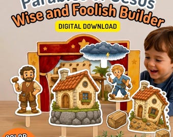 Wise and Foolish Builder Puppet Show Kit, Bible Puppets