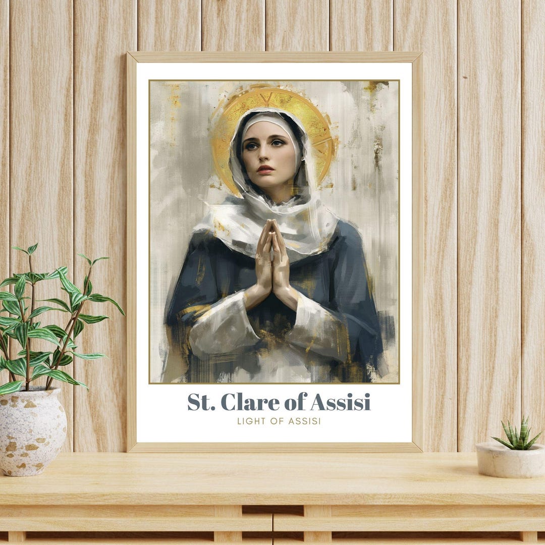 Saint Clare of Assisi Catholic Wall Art – Modern Saint Print, Religious ...