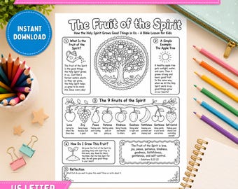 Fruit of the Spirit Coloring Page for Kids | Galatians 5:22-23 Sunday School Printable