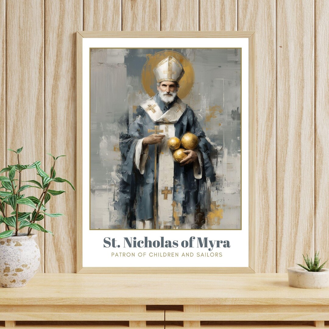 Saint Nicholas of Myra Catholic Wall Art – Patron of Children Christmas ...