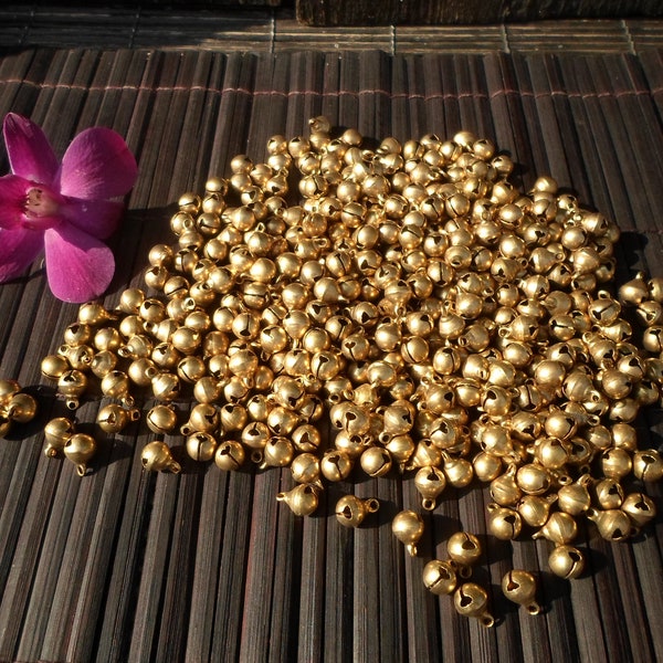 Brass Bells, 5mm Very Small Bras Bells, 5mm Size, Set 50 Bells