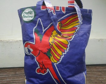 Shopping Tote Bag, Up Cycled From Rice Sacks, Thai Recycled Bag,Up Cycled Shopping Bag