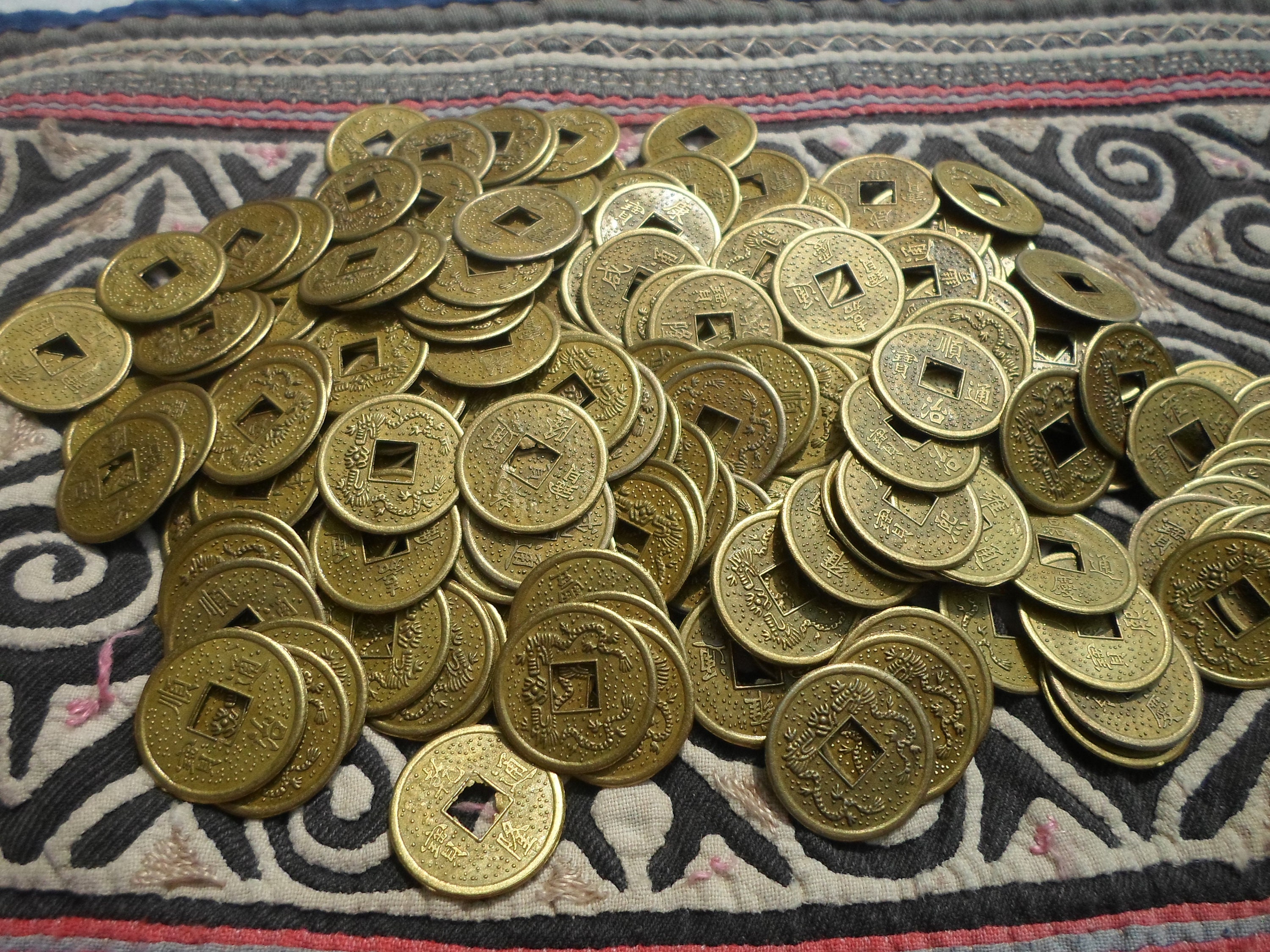 Feng Shui Münzen 2,8cm Alte chinesische Glücksmünze für Reichtum I Ging 