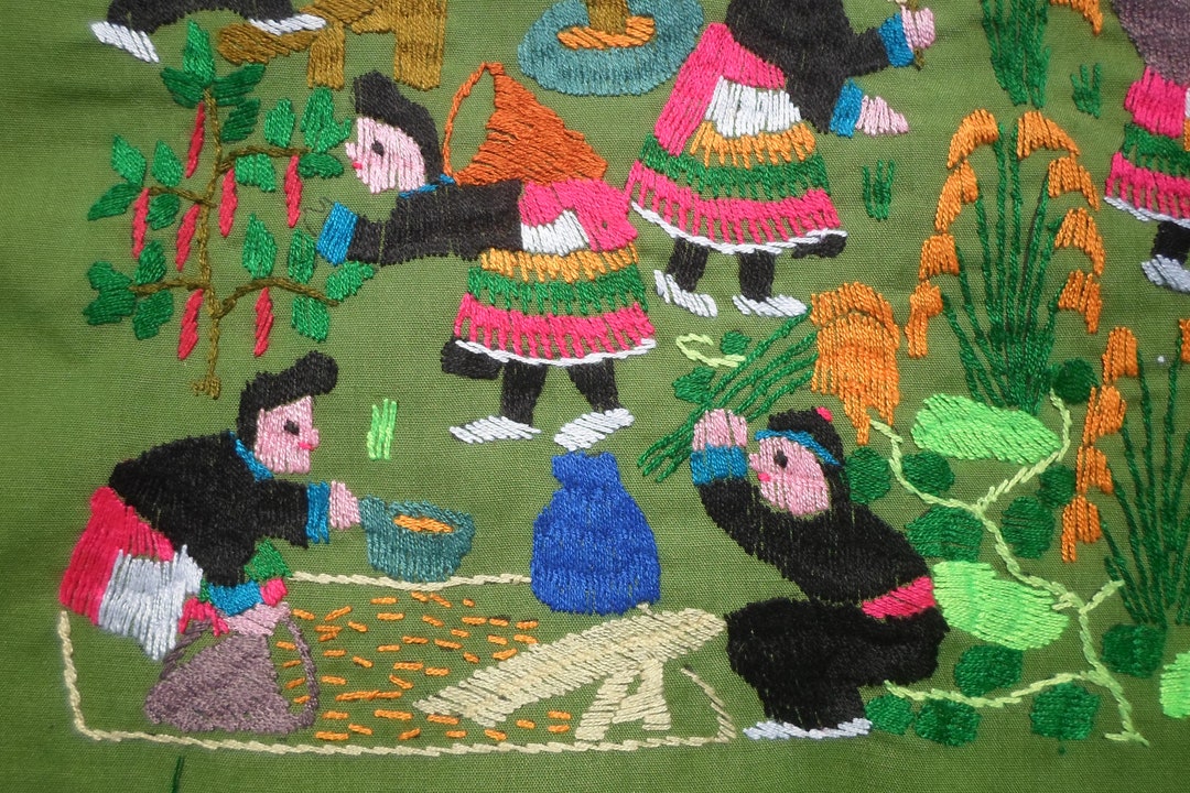 Hmong Story Cloth, Hmong Folk Art Textile, Hand Made Embroidered ...