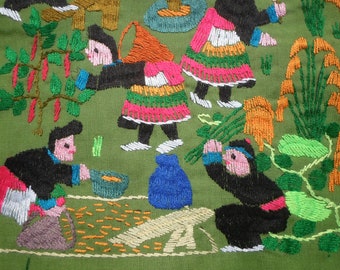 Hmong Story Cloth, Hmong Folk Art Textile, Hand Made Embroidered Textile, Hmong Textile , Tribal Textile