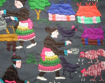 Hmong Story Cloth, Hmong Folk Art Textile, Hand Made Embroidered Textile, Hmong Textile , Tribal Textile