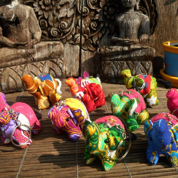 5 Textile Elephants, Hand Made Fabric Elephants. Elephant Supply, Elephant Charm,