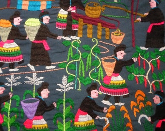 Hmong Story Cloth, Hmong Folk Art Textile, Hand Made Embroidered Textile, Hmong Textile , Tribal Textile